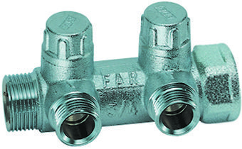 Запорный коллектор FAR MULTIFAR 1" (ВР-НР) 3/4" НР(EU) 2 отвода