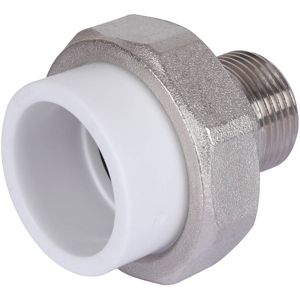 Муфта разъемная Политэк 32х3/4" НР для полипропиленовых труб (сварка) белая