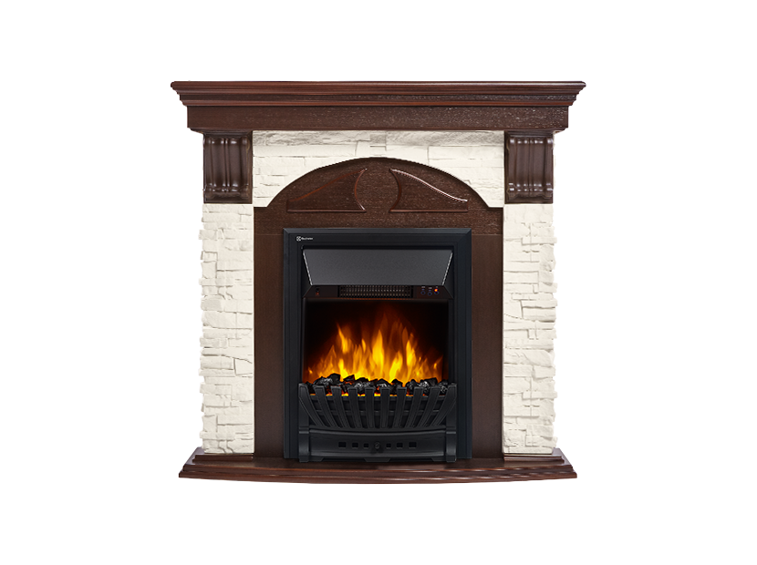 Портал Firelight Torre Classic (камень белый, шпон темный дуб)