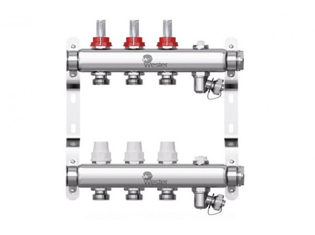 Группа коллекторная Wester W902 1"x3/4 EK с расходомерами на 3 выхода