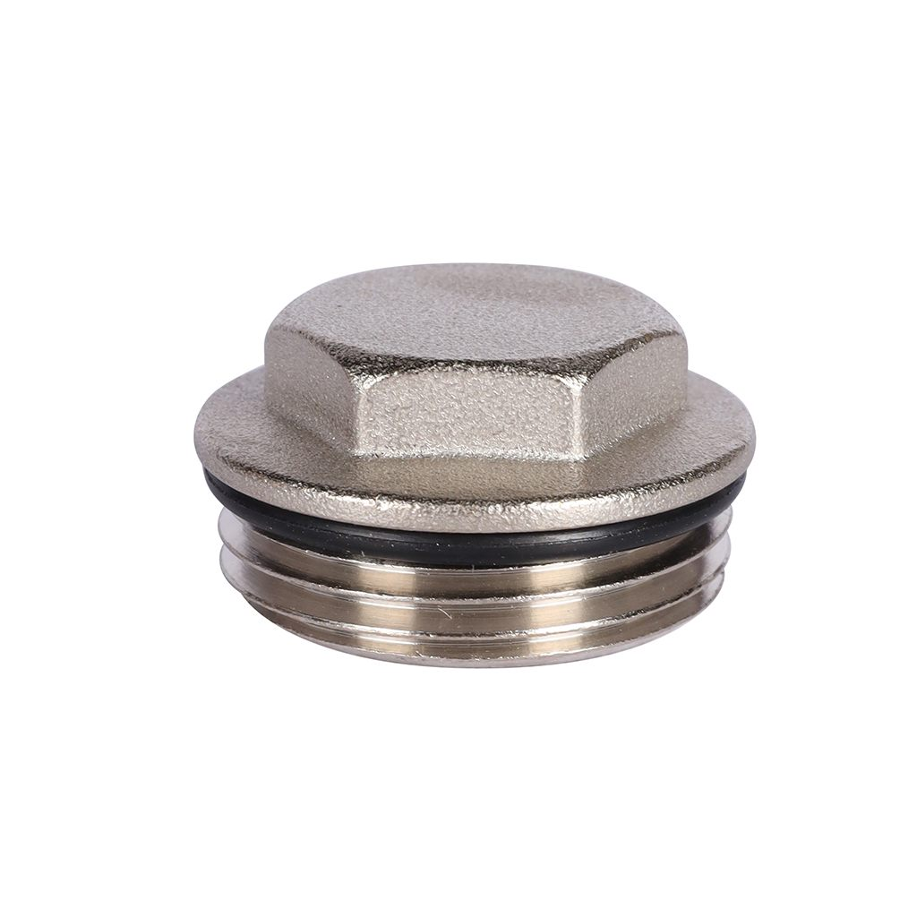 Заглушка концевая ROMMER 1" НР для коллектора из нержавеющей стали (никелированная)