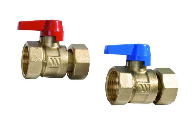 Комплект из двух шаровых кранов Watts 1” с накидной гайкой и уплотнением,