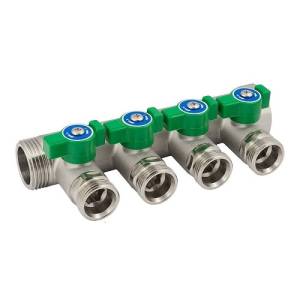 Коллектор модульный ELSEN 1", с запорными кранами, 4 отвода, выход 3/4"EK