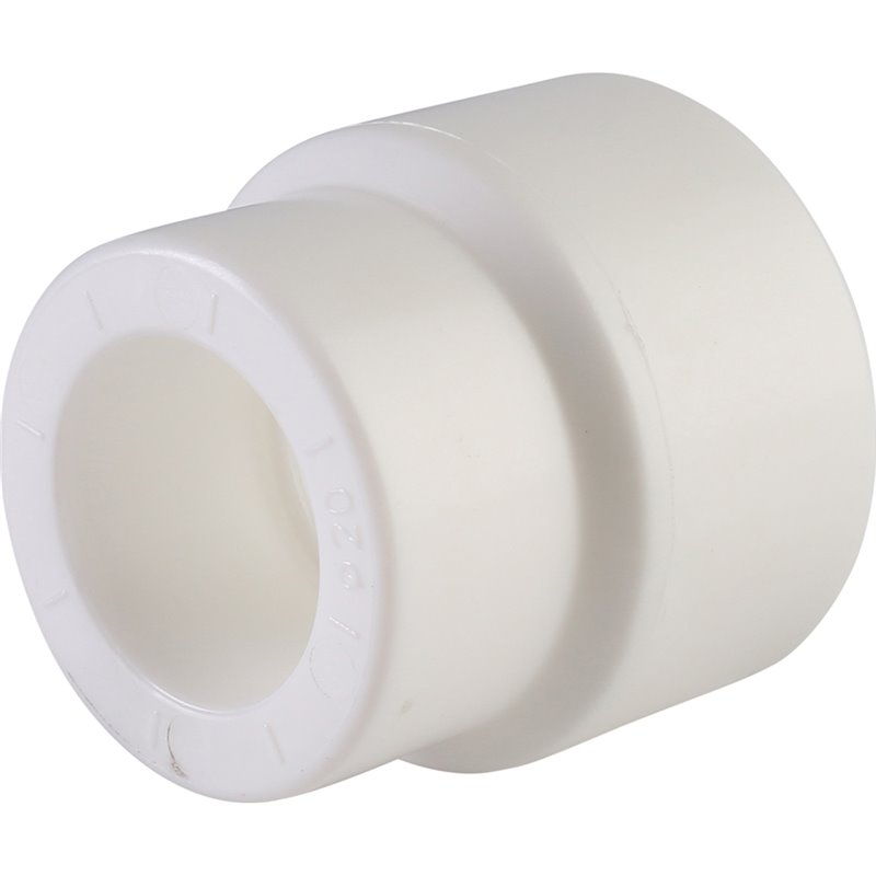 Муфта переходная Политэк 25х20 внутренняя/внутренняя для полипропиленовых труб (сварка) белая