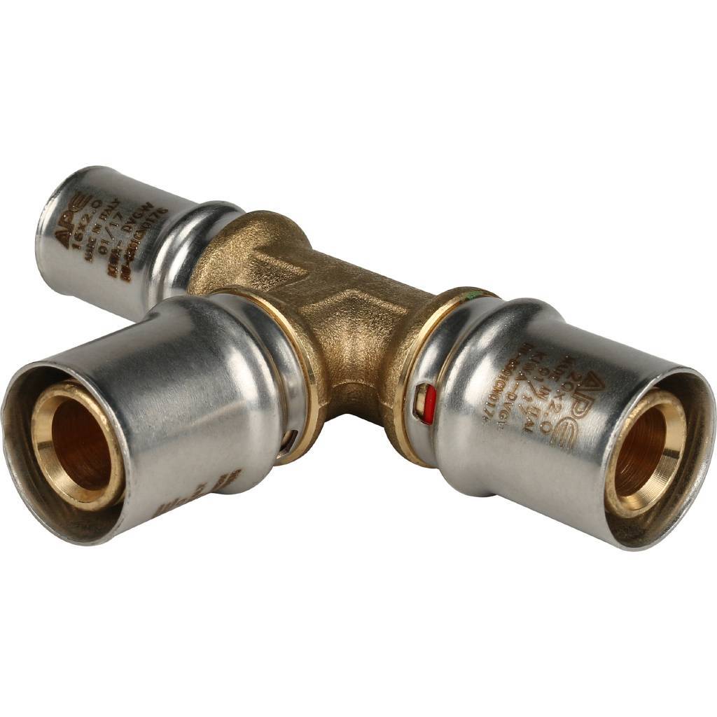 Тройник STOUT 20х20х16 переходной для металлопластиковых труб (прессовой)