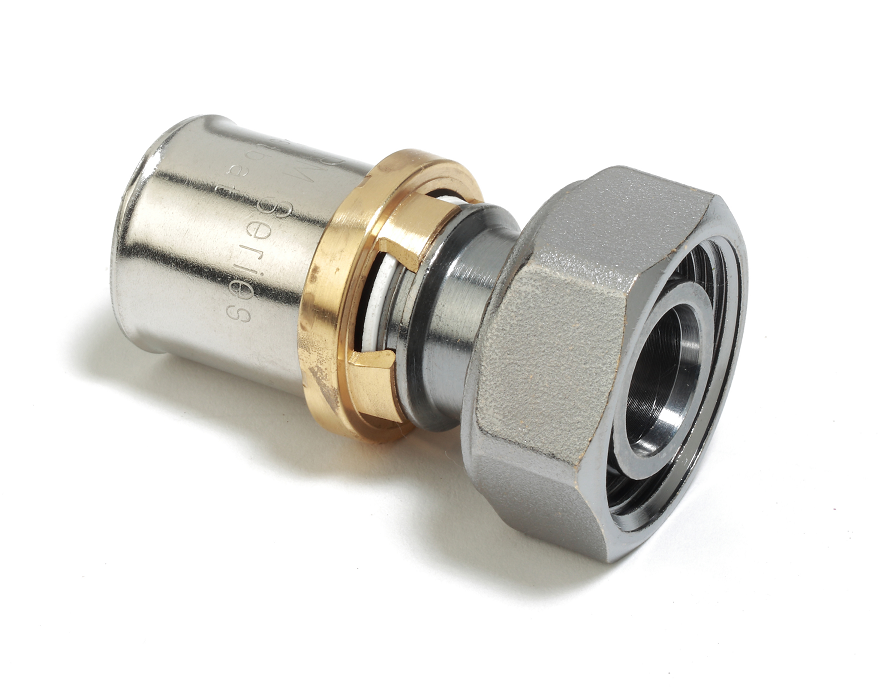 Соединитель-пресс Giacomini RM179E Дн20х3/4" ЕК с накидной гайкой (крышка хром)