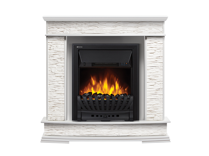 Портал Firelight Scala Classic (камень сланец скалистый белый, шпон белый дуб)