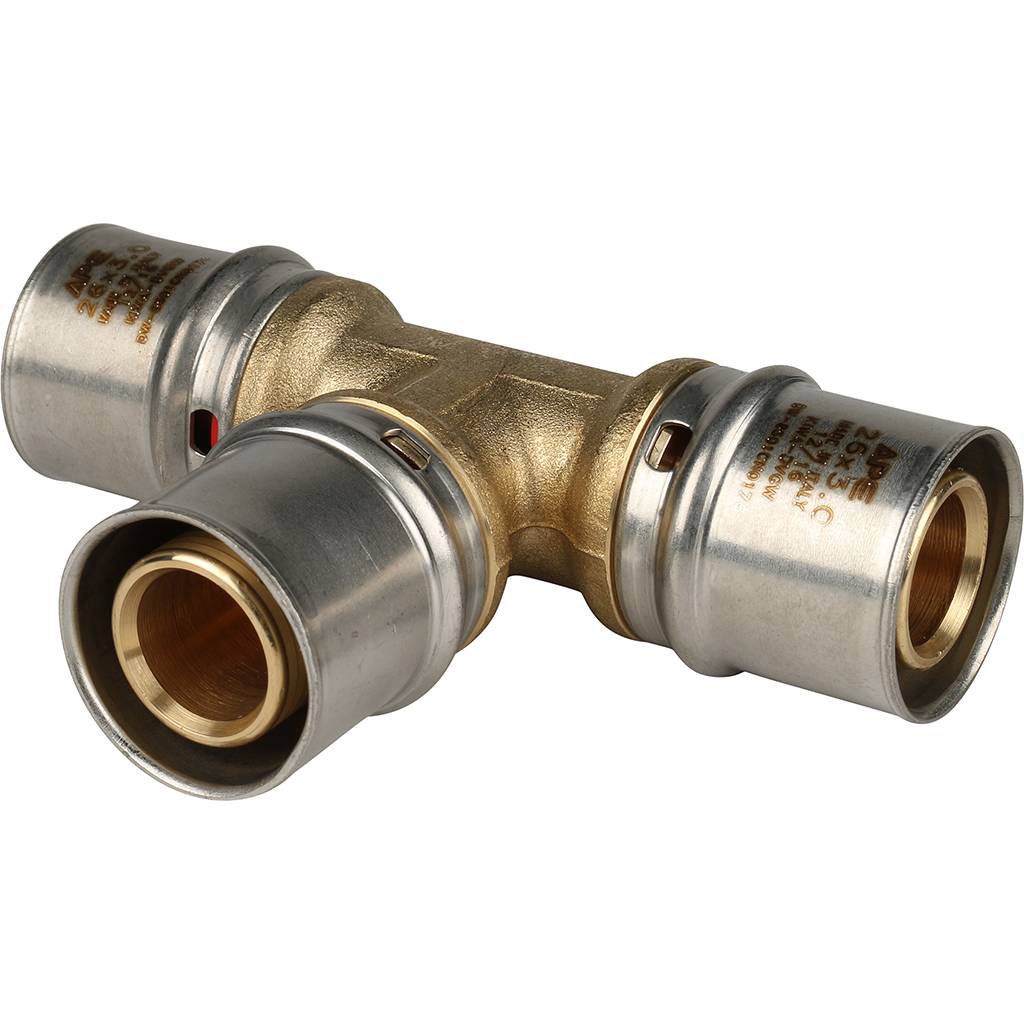 Тройник STOUT 26 равнопроходный для металлопластиковых труб (прессовой)