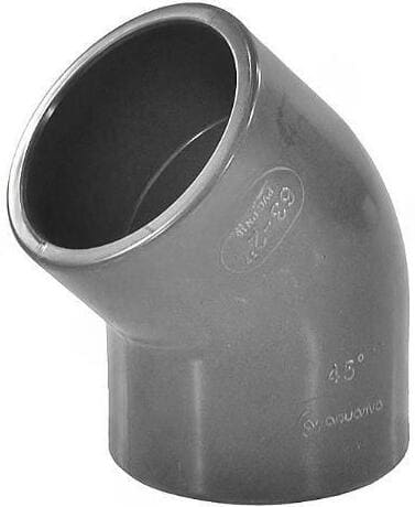 Отвод Aquaviva ПВХ Дн63х45° Ру16 напорный под клеевое соединение (серый)