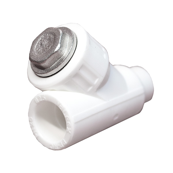 Фильтр сетчатый 45° VALFEX PP-R Dn20 внутренняя-наружная пайка (белый)