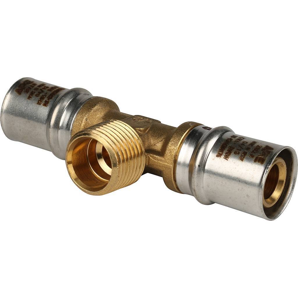 Тройник-переходник STOUT 20х1/2"х20 с наружной резьбой для металлопластиковых труб (прессовой)