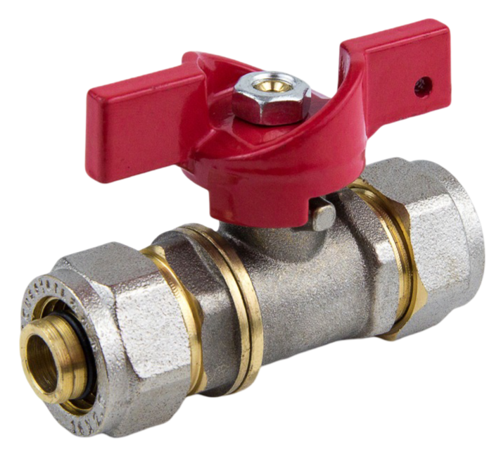 Кран шаровой Aquasfera 1018 Euro Дн20 Ру16 обжим (бабочка красная)