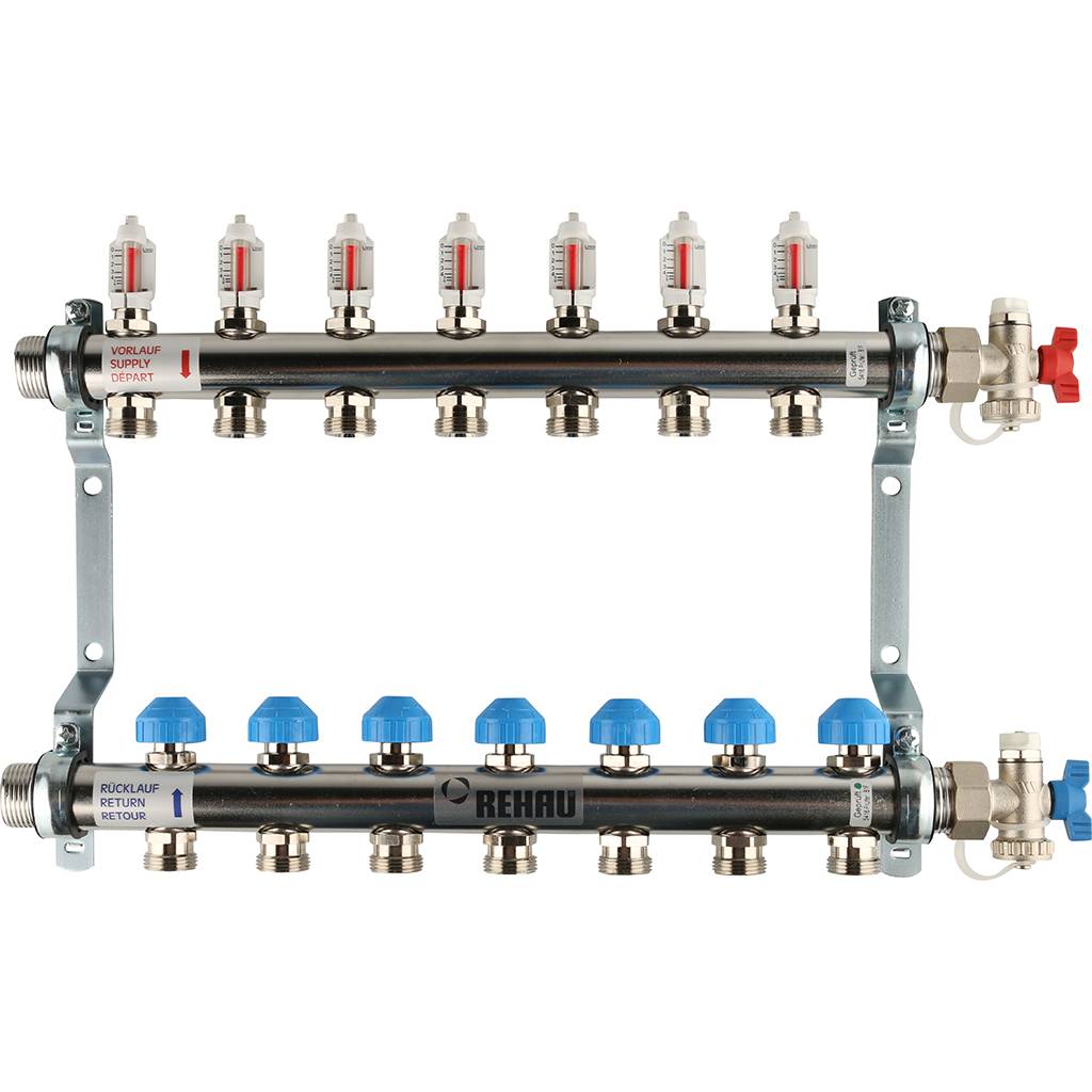 REHAU Распределительный коллектор HKV-D на 7 контуров (нерж .сталь)