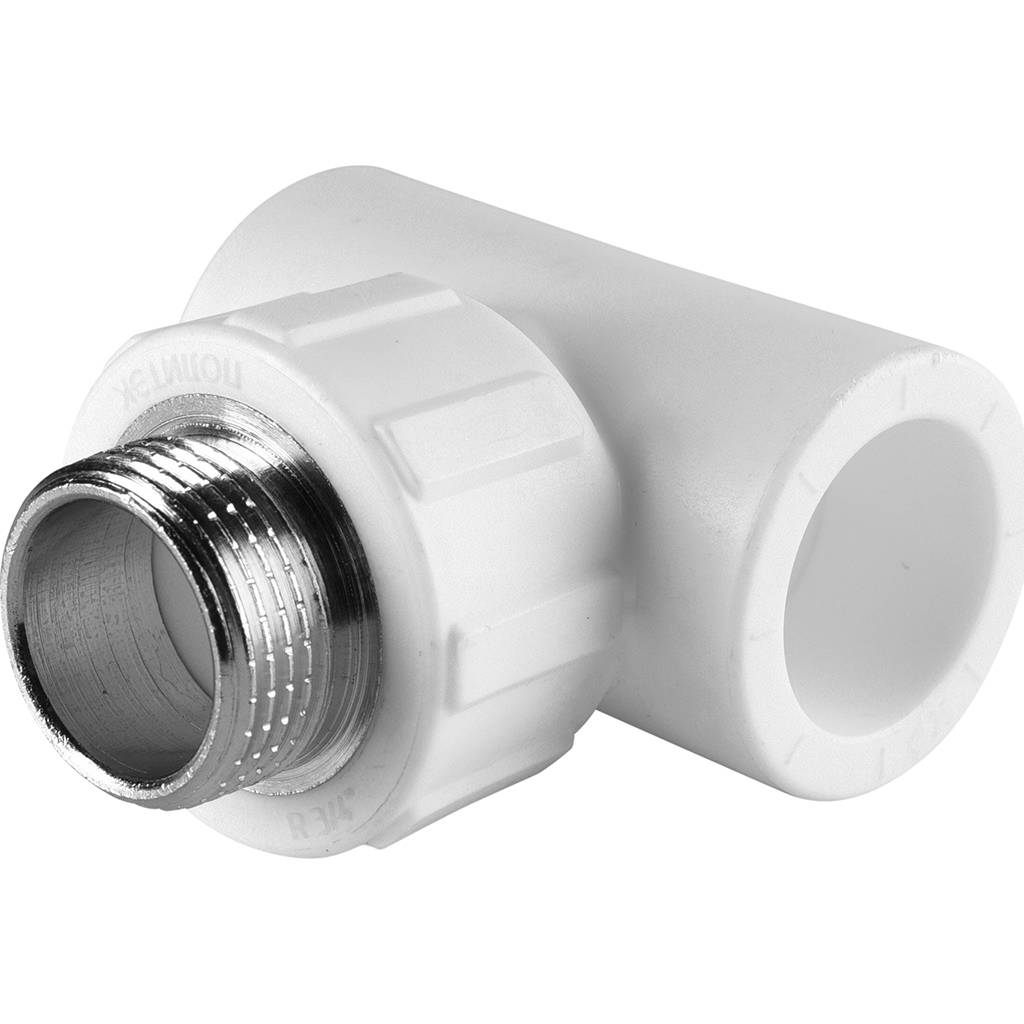 Тройник Политэк 25x3/4" НР для полипропиленовых труб (сварка) белый