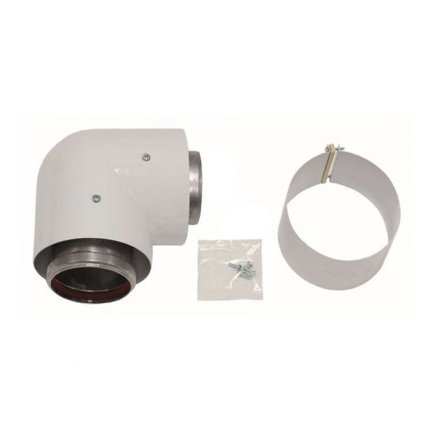 Колено 90° PROTHERM 80/125 стальной соединительный хомут в комплекте