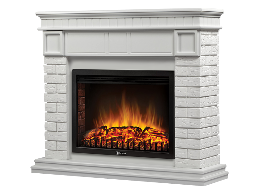 Портал Firelight Bricks 25 (камень белый, белая эмаль)