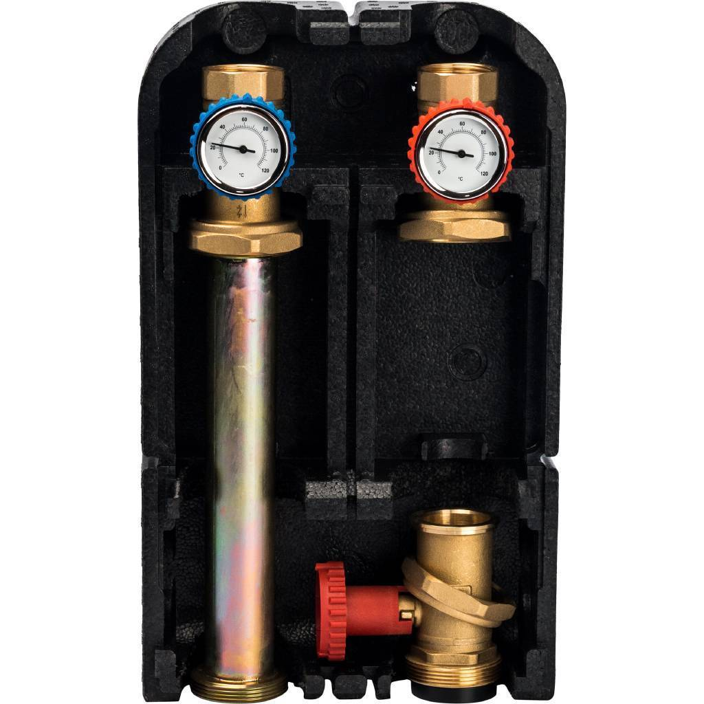 Насосная группа STOUT с прямым контуром 1 1/4" без насоса в теплоизоляции DN 32