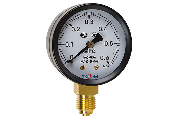Манометр ЭКОМЕРА МД02 Дк50мм 0-0,6 МПа кл.2,5 G1/4" радиальный