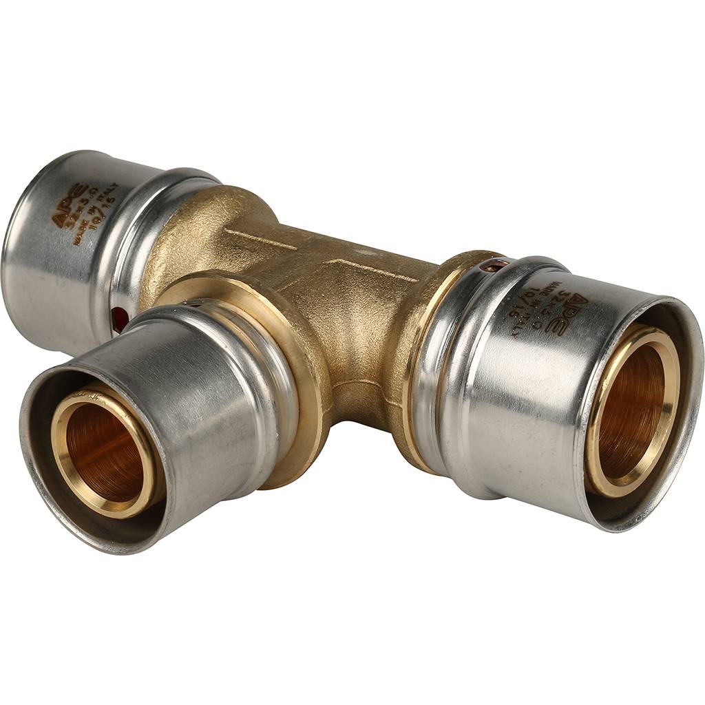 Тройник STOUT 32х26х32 переходной для металлопластиковых труб (прессовой)