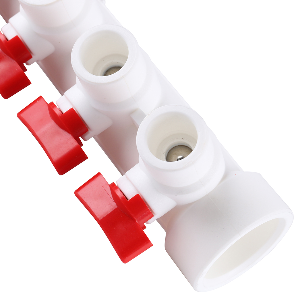 Kalde Коллектор с воздухоотводчиком и запорными кранами (6 выходов) цвет ручек красный