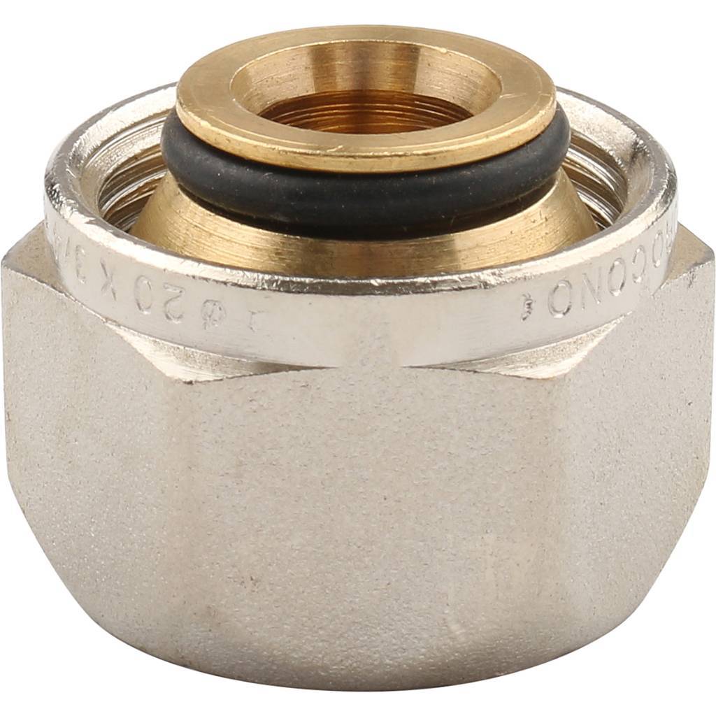 Соединитель TIEMME 20x3/4 EK обжим В евроконус для металлопластиковой трубы никелированный
