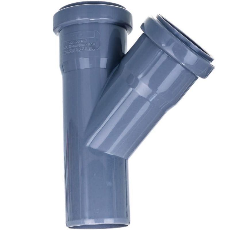 Тройник РосТурПласт PP-H Дн50х50х45° для внутренней канализации (серый)