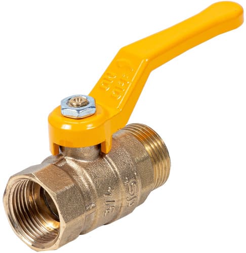 Кран шаровой Dist Стандарт Ду20 Ру40 ВР/НР для газа полнопроходной (рычаг желтый)