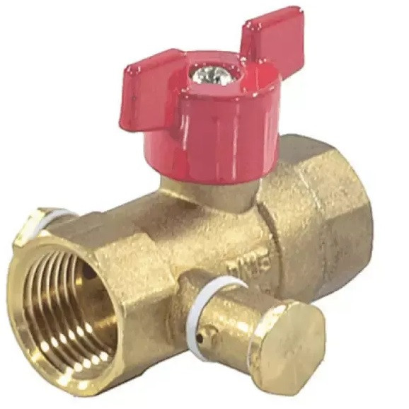 Кран шаровой Пензапромарматура Ду20 Ру16 ВР 3/4" со спускником (бабочка красная) 019021011