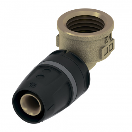 Уголок соединительный TECE TECElogo-Push 90° 20х3/4 с муфтой внутренняя резьба (латунь)