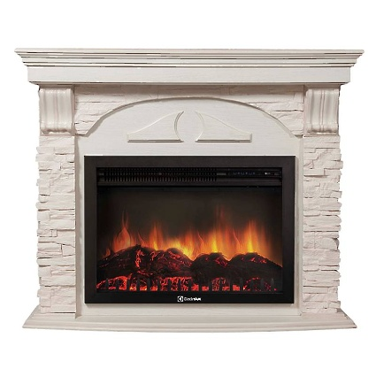 Портал Firelight Torre 25S (камень белый, шпон белёный дуб)