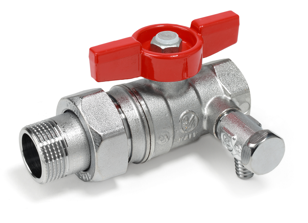 Кран шаровой Giacomini R259DS Ду15 Ру42 ВР/НР стандартнопроходной (ручка-бабочка) со сливом