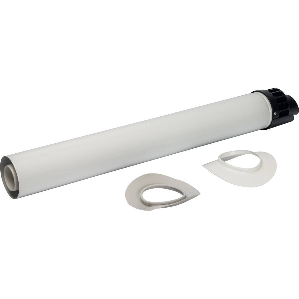 Труба STOUT D60/100 854 мм для прохода через стену с манжетами и оголовком конденсац. 