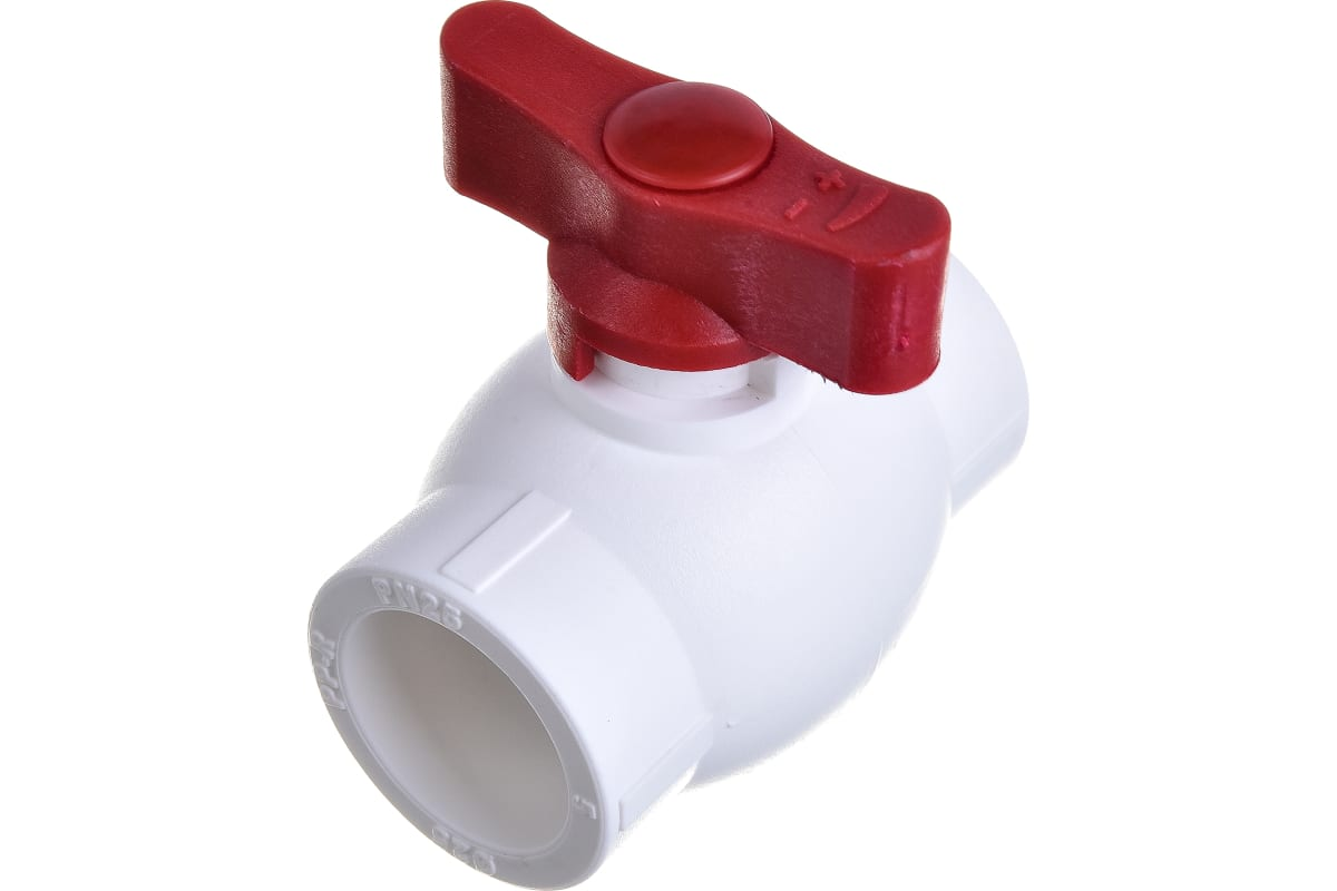 Кран шаровой РосТурПласт PP-R Дн25 стандартнопроходной (бабочка красная)