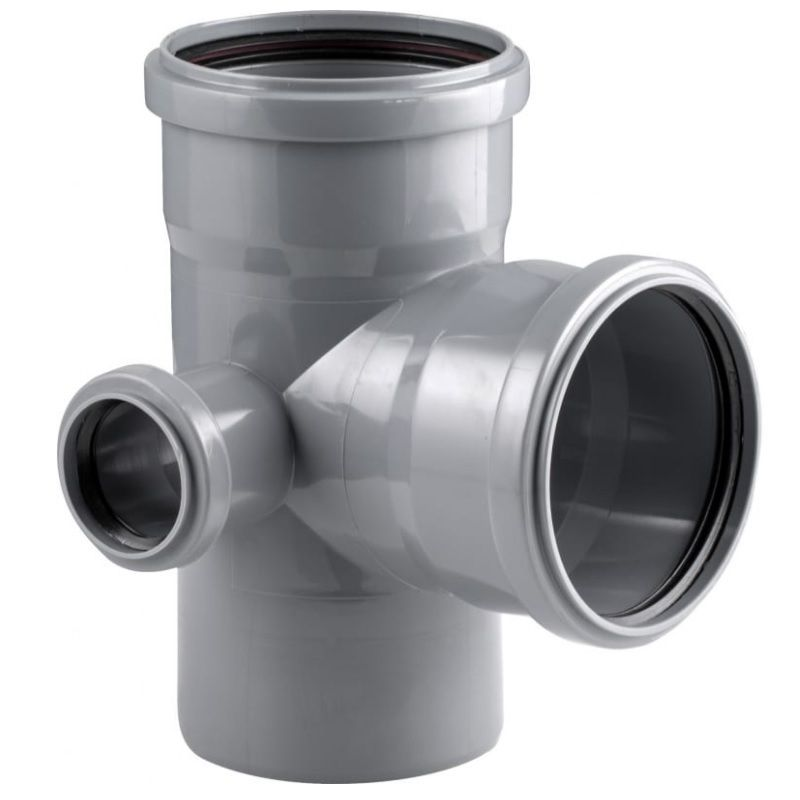 Крестовина двухплоскостная РосТурПласт PP-H Дн110х110х50х87° левая (серый)