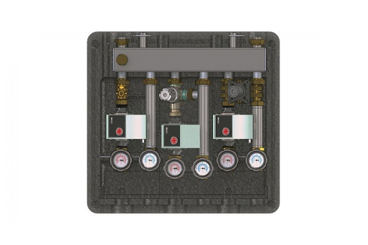 Комбинированная гребенка ELSEN DN 20 с гидрострелкой 4 контура с крепежом и теплоизоляцией, Q=2 м³/ч