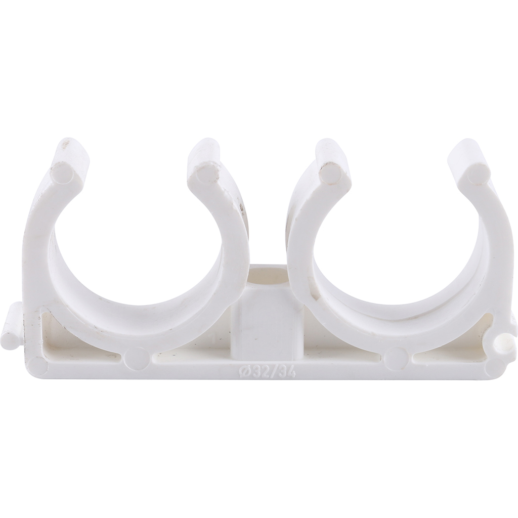 Kalde d=32 Двойное крепление для полипропиленовых труб под сварку (цвет белый)