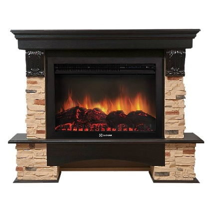 Портал Firelight Pietra 26/30S (камень сланец натуральный, шпон темный дуб)