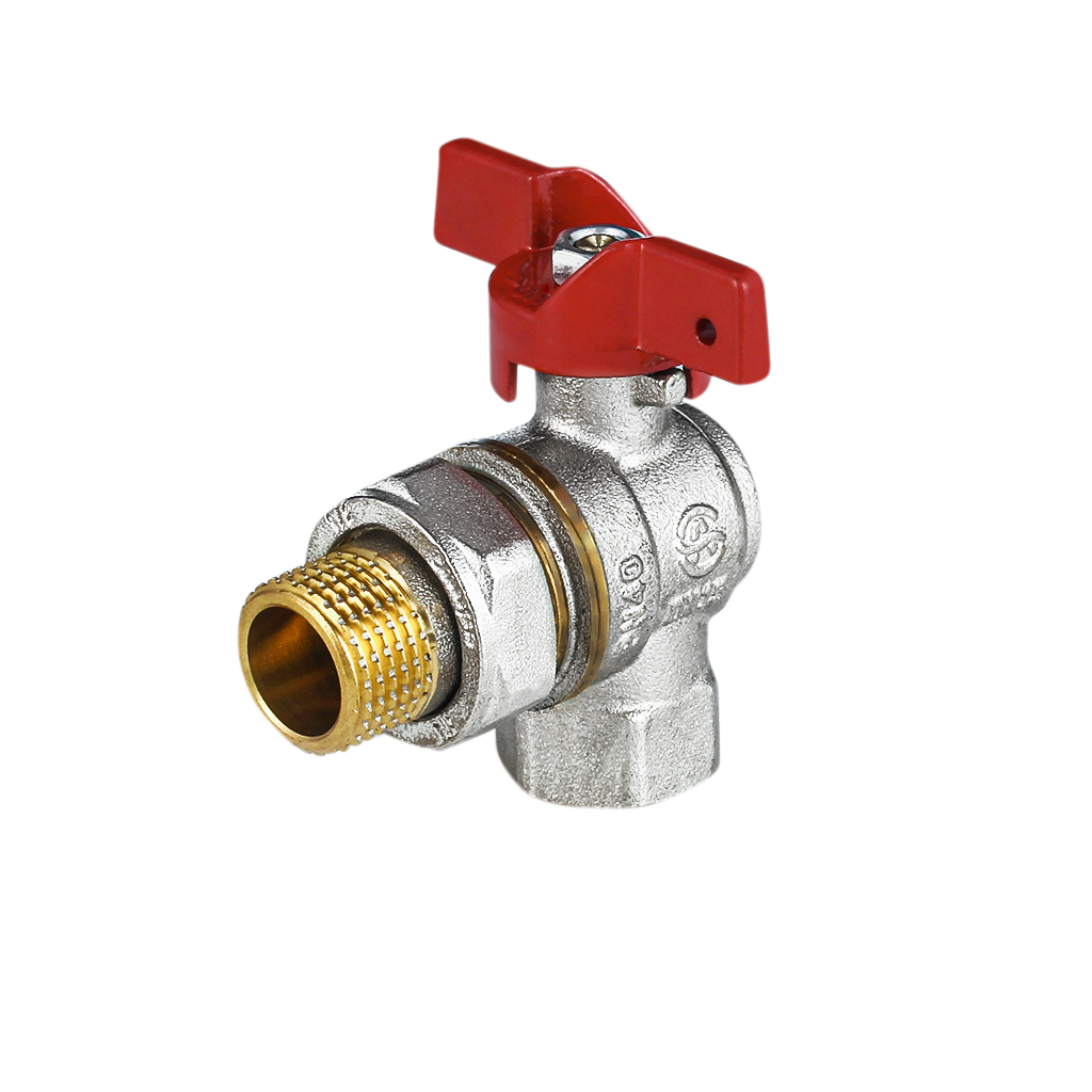 Кран шаровой Aquasfera 1011 Euro Ду20 Ру30 ВР/"американка" угловой полнопроходной (бабочка красная)