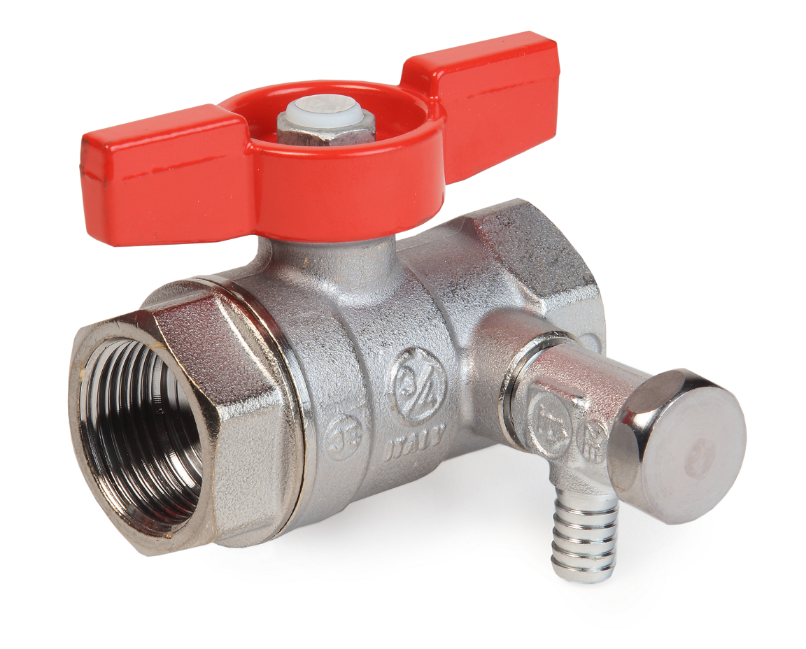 Кран шаровой Giacomini R251S Ду20 Ру42 ВР стандартнопроходной (ручка-бабочка) со сливом