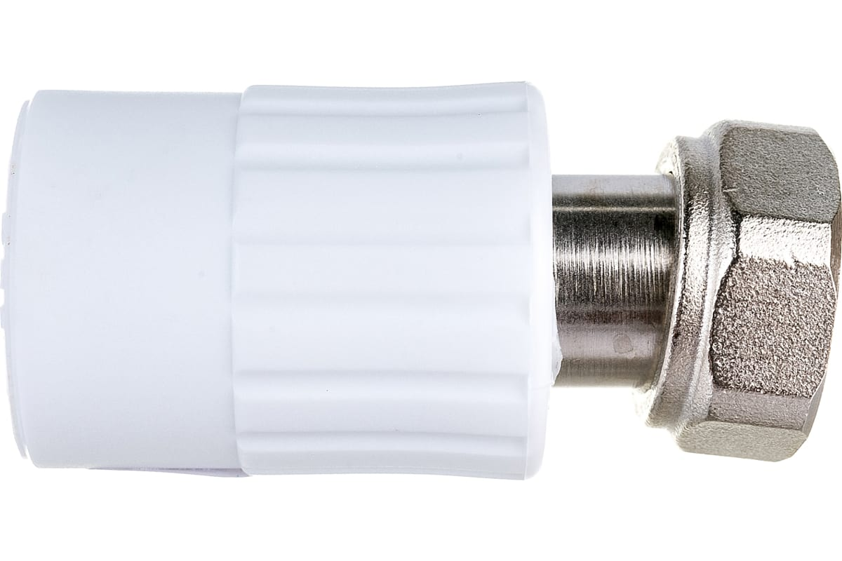 Муфта комбинированная РосТурПласт PP-R Дн20х1/2" с накидной гайкой (белая)