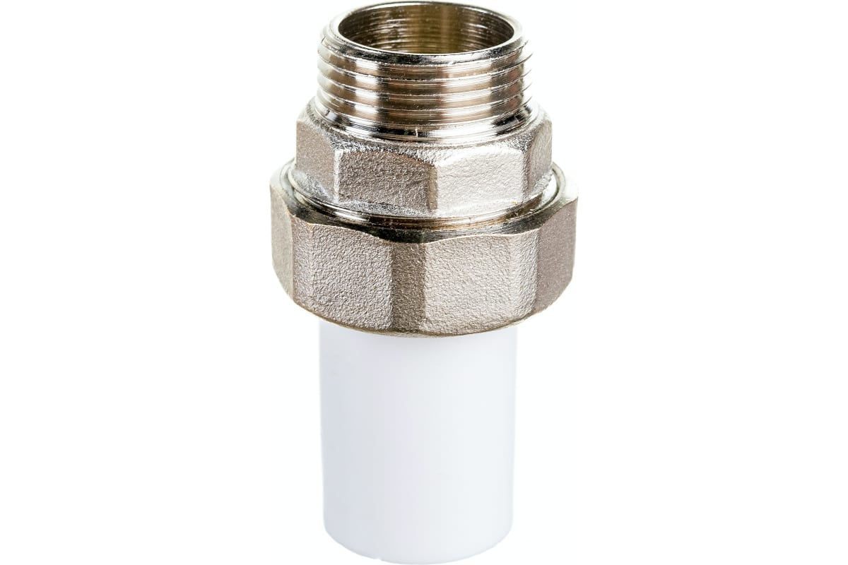 Муфта комбинированная разъёмная (американка) РосТурПласт PP-R Дн25х3/4" наруж пайка/НР (белая)