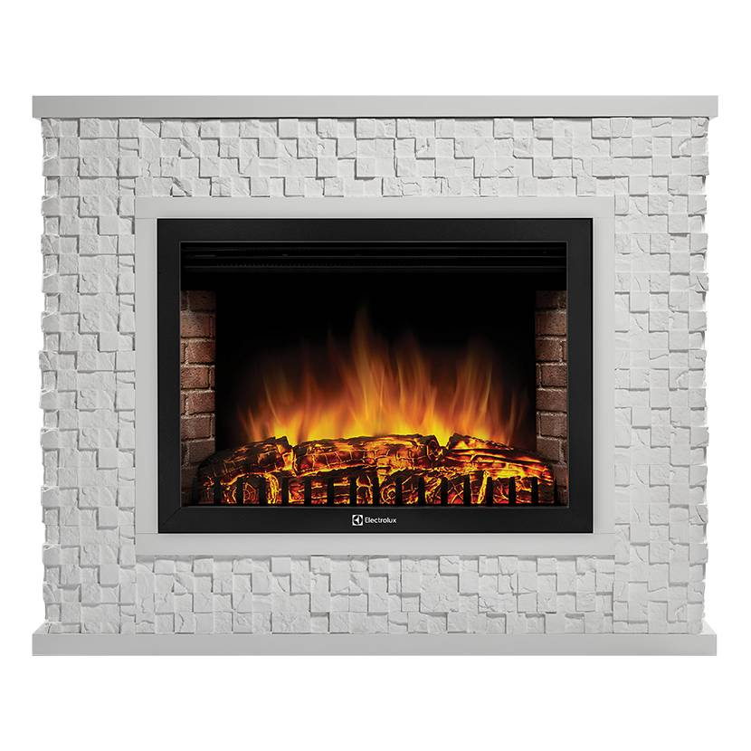 Каминокомплект Electrolux EFP/P-3020LS с порталом Quadro 30 (камень песчаник античный белый)