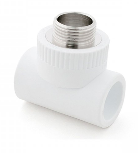 Тройник комбинированный РосТурПласт PP-R Дн20х1/2" НР (белый)