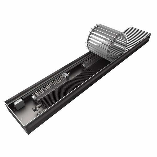 Конвектор внутрипольный КЗТО Бриз В 260х120х2000 (решетка цвет Алюминий с серыми втулками)