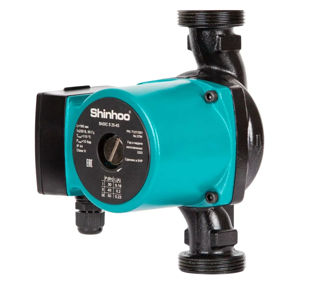 Циркуляционный насос Shinhoo BASIC S 25-6S 130мм 70/60/50Вт 1x230В 50Гц (с гайками)
