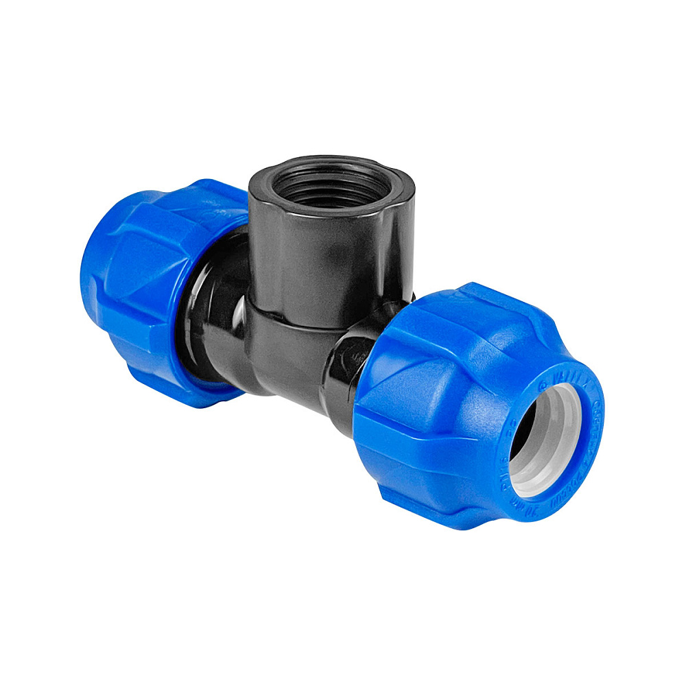 Тройник компрессионный переходной VALFEX ПНД Дн25х3/4"х25 ВР Ру16