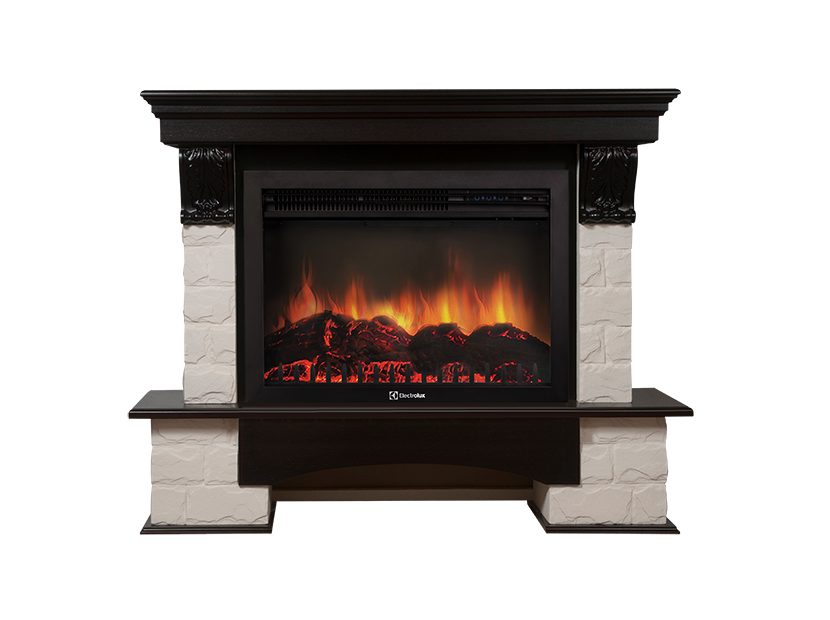 Портал Firelight Forte 30S (камень белый, шпон темный дуб)