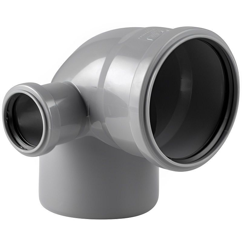 Отвод РосТурПласт PP-H Дн110х50х87° левый внутренняя канализация (серый)