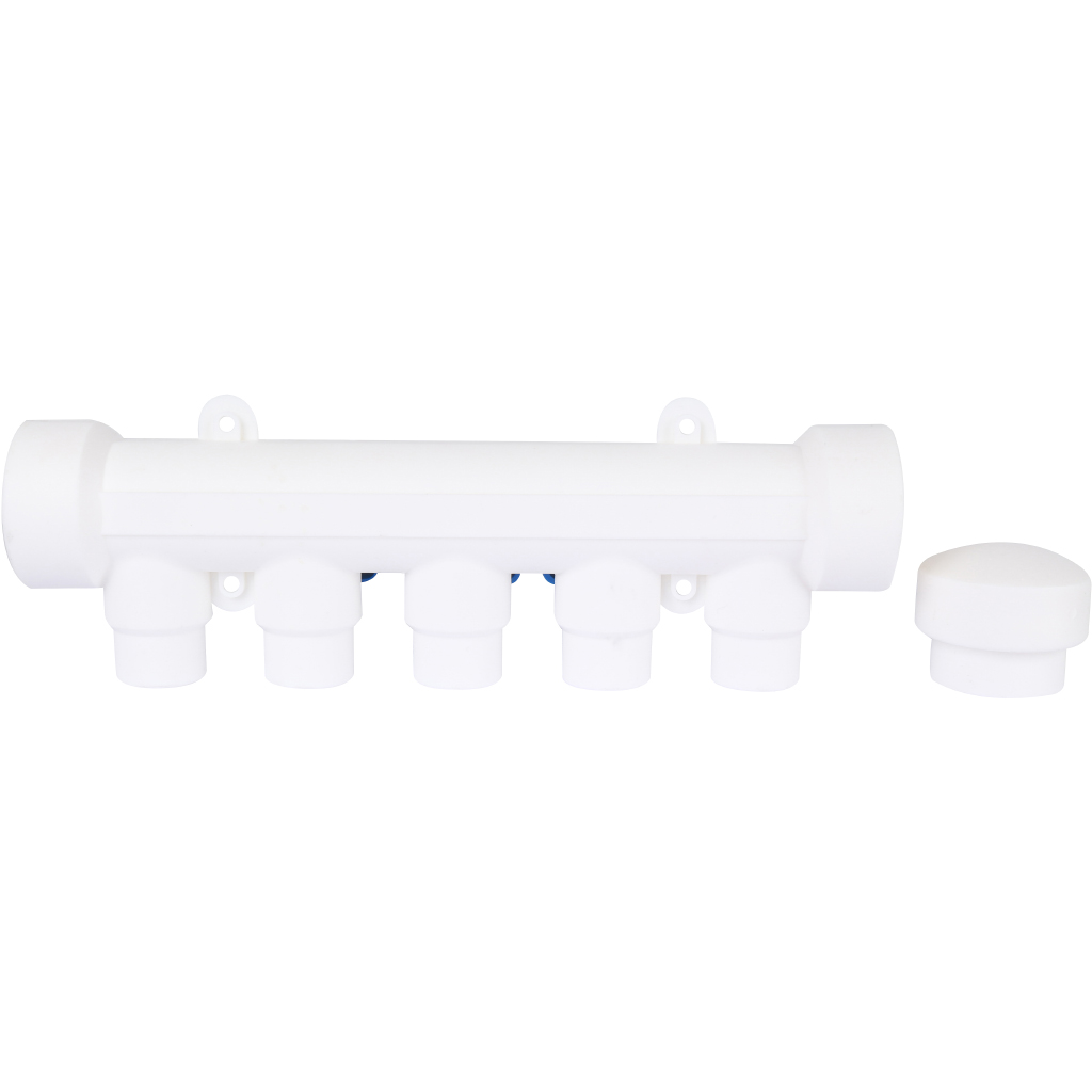 Kalde Коллектор с запорными кранами для полипропиленовых труб (5 выходов) цвет ручек синий