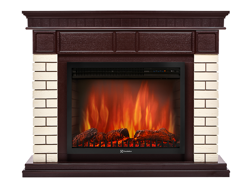 Портал Firelight Bricks 25U угловой (камень бежевый, шпон темный дуб)